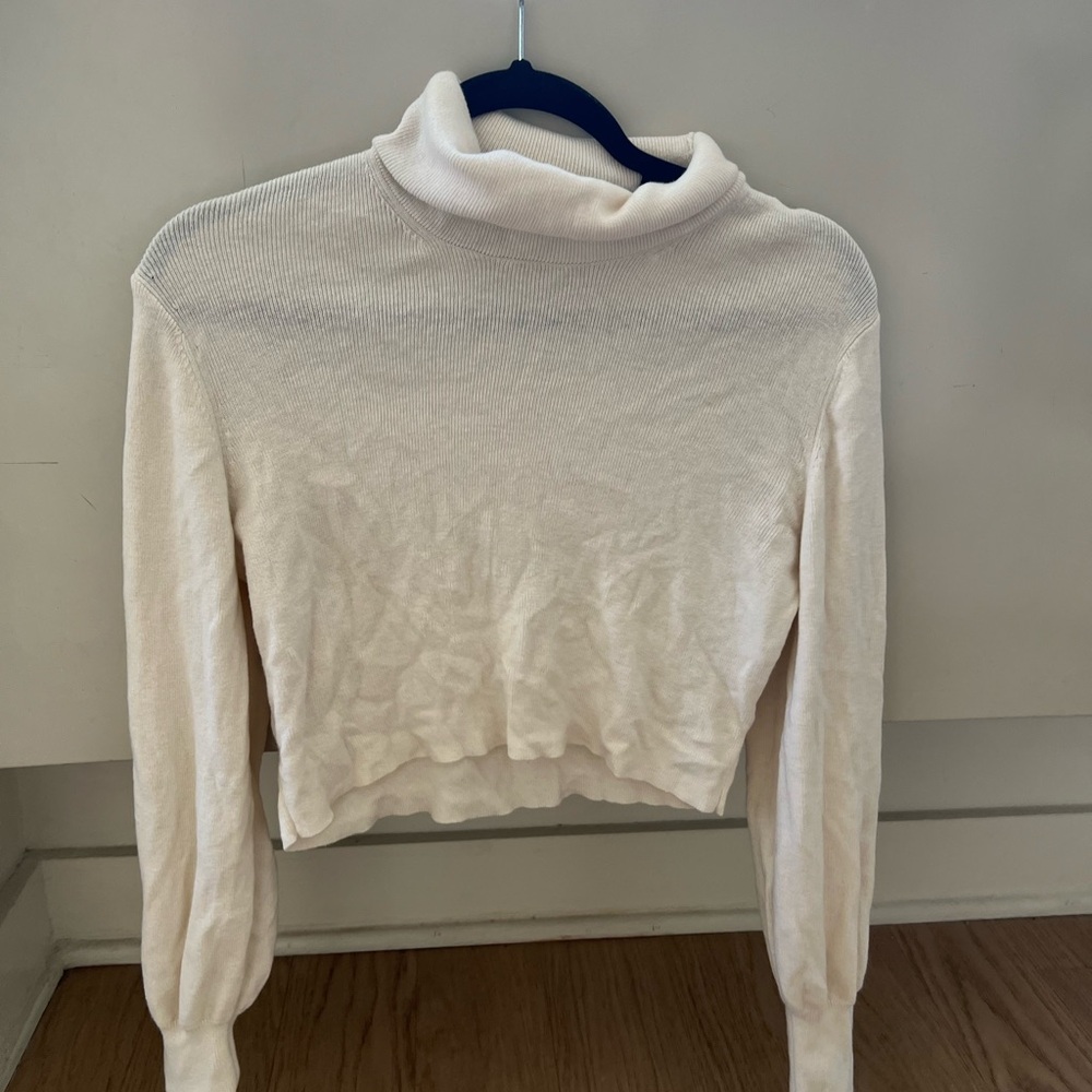 White Turtleneck Crop Top